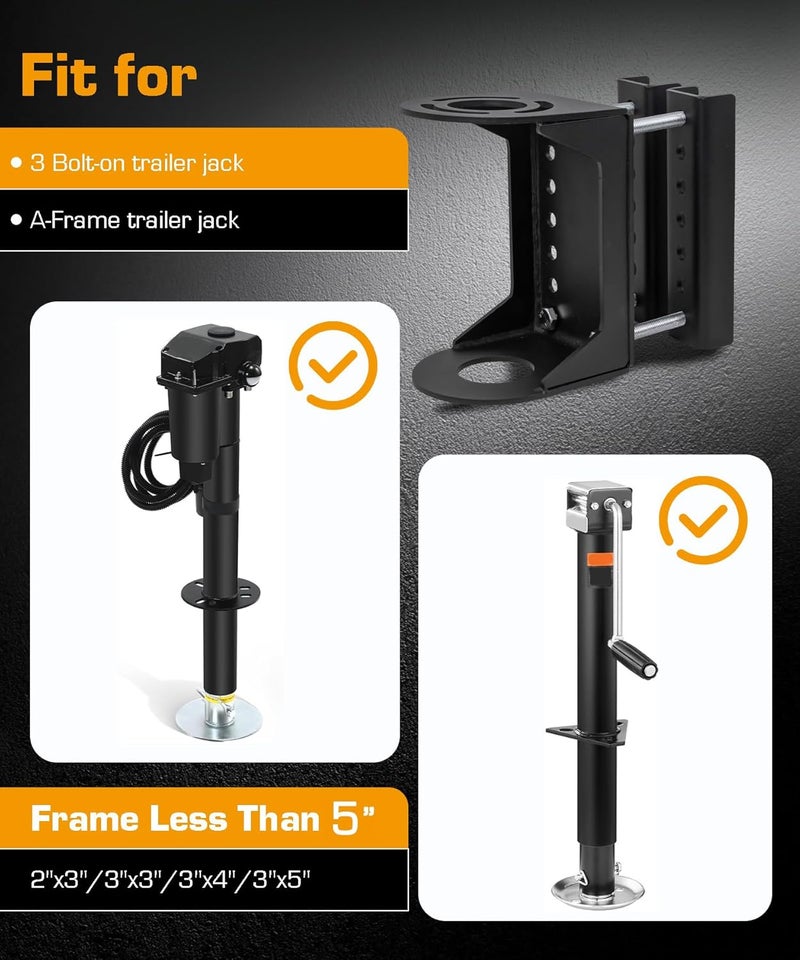 Autoholic Trailer Tongue Jack Stand Bracket Bolt-On Relocation Kit for 3-Bolt and A-Frame Style Tongue Jack - Image 2