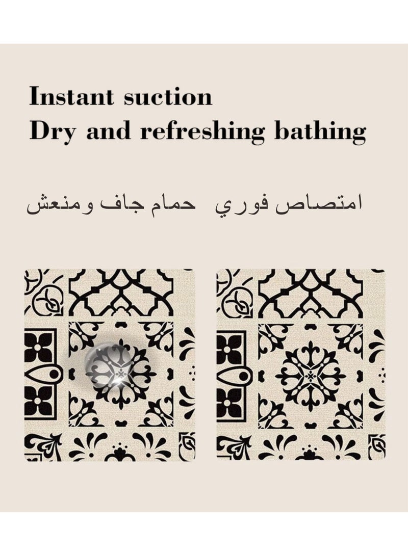 AuliceVerse Diatom mud bathroom mat | Super absorbent shower blanket | Instant water absorption | Safe, non slip, dry, comfortable | Retro floral pattern | Suitable for showers, bathtubs, bathrooms, and bathroom floors, 60x40cm, 4mm thick - Image 4