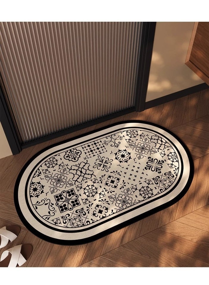 AuliceVerse Diatom mud bathroom mat | Super absorbent shower blanket | Instant water absorption | Safe, non slip, dry, comfortable | Retro floral pattern | Suitable for showers, bathtubs, bathrooms, and bathroom floors, 60x40cm, 4mm thick - Image 3