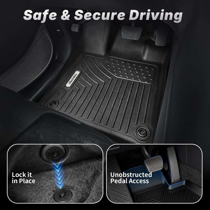 OEDRO Floor Mats Fits for 2017-2026 Ford F-250/F-350 Super Duty Crew Cab with 1st Row Bench Seat, with Under Storage Box, Custom Fit Black TPE All-Weather Protection Floor Liners - Image 2