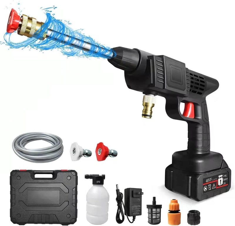 KRLZ Cordless 48V Electric High Pressure Car Washer Machine Accessories Portable Power ABS Material MultiFunction 3 in 1 Nozzle 5M Pipe for Washing CarsWatering FlowersCleaning Floors - Image 1