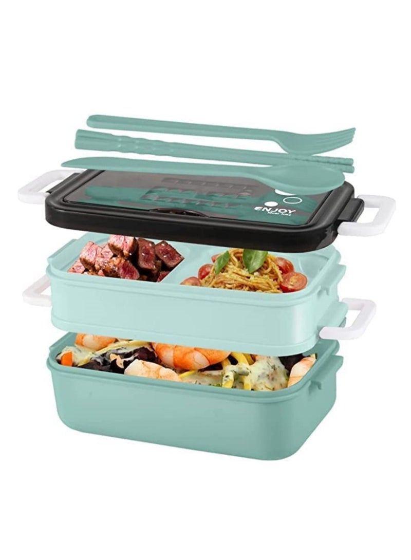 Cool Baby Style COOLBABY Premium Food Container with Soup Bowl and Cutlery  Insulated Lunch Box with 3 Layers  Stainless Steel Bento Lunch Box  Leakproof Design and Side Handles  21.5 x 11.5 x 11cm (Green)  - Image 3