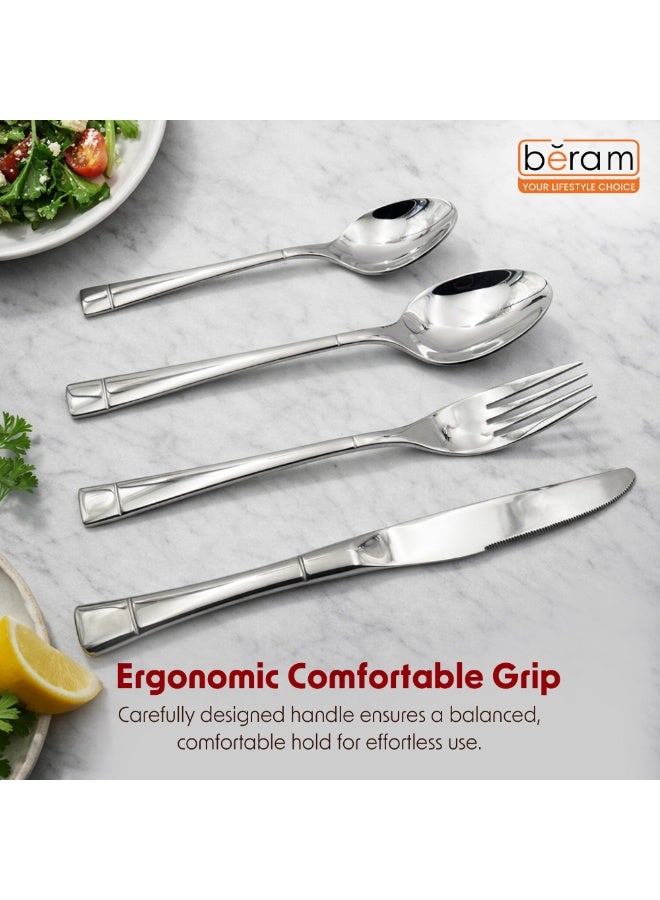 Beram Silver Savour Cutlery Set, Elegant Stainless Steel, 18/10 Grade Kitchen Utensils Set, Tableware Set for Home, Restaurants and More - Image 3