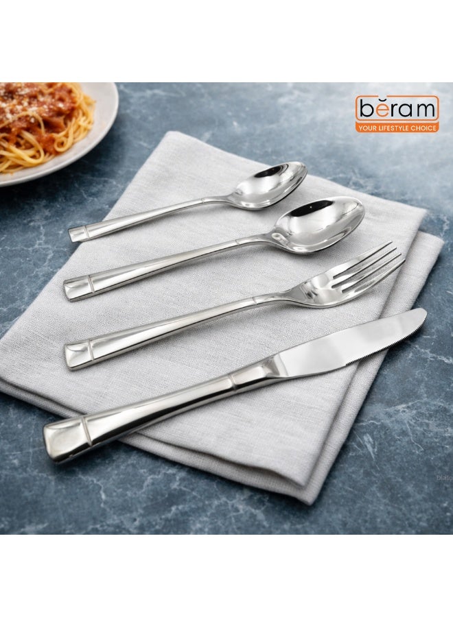 Beram Silver Savour Cutlery Set, Elegant Stainless Steel, 18/10 Grade Kitchen Utensils Set, Tableware Set for Home, Restaurants and More - Image 1