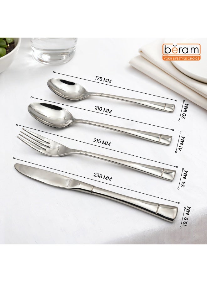 Beram Silver Savour Cutlery Set, Elegant Stainless Steel, 18/10 Grade Kitchen Utensils Set, Tableware Set for Home, Restaurants and More - Image 4