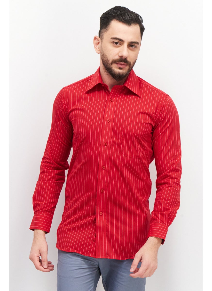 Men Regular Fit Stripe Long Sleeve Casual Shirts, Red - pzsku/ZED59872DFF27B7F26105Z/45/_/1737642536/5878992b-0661-4876-90bc-8f7b63ecc522