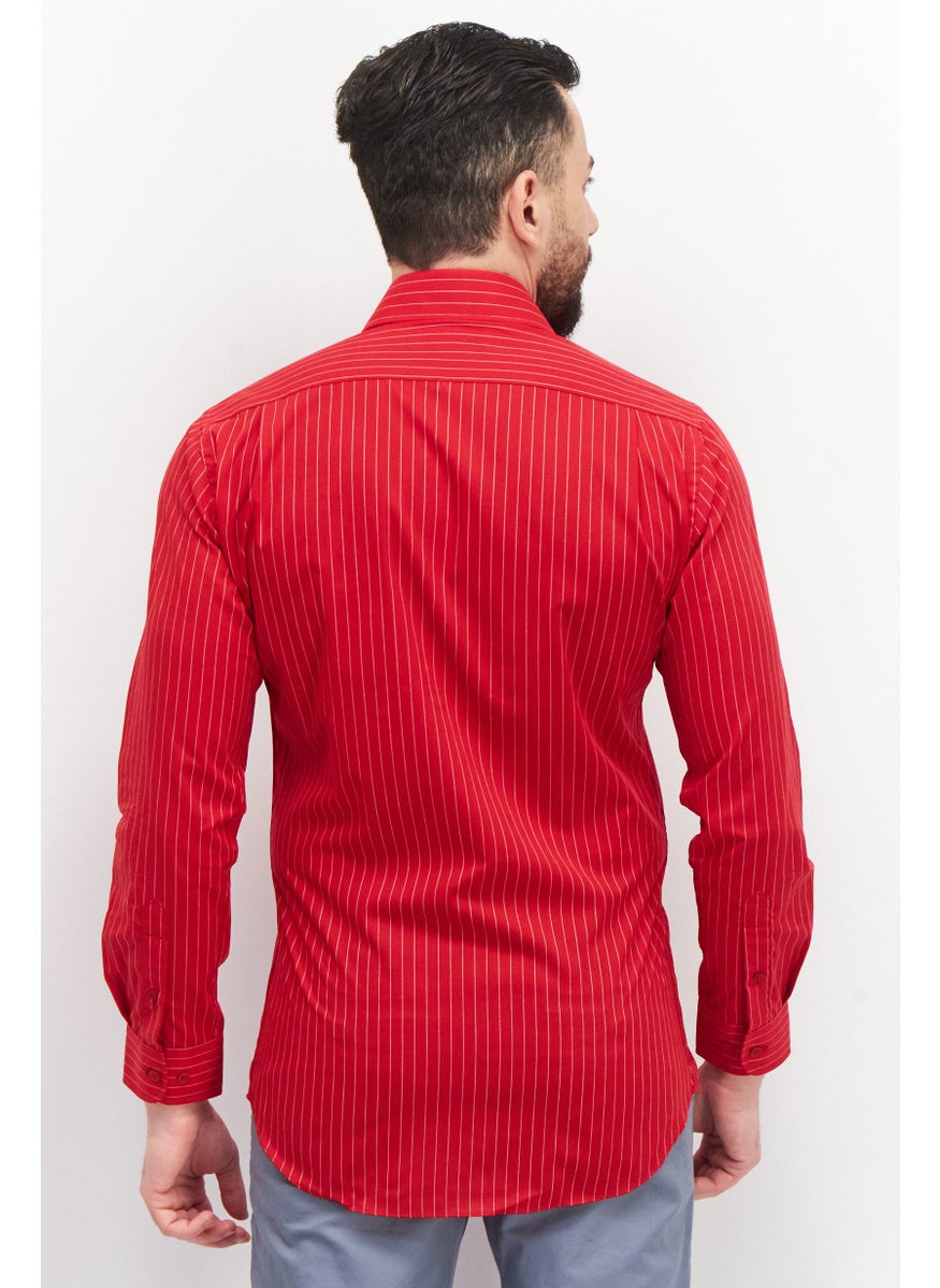 Men Regular Fit Stripe Long Sleeve Casual Shirts, Red - pzsku/ZED59872DFF27B7F26105Z/45/_/1737642539/ed334274-6897-480c-a60d-493e49386b12