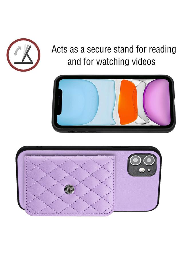 Zaboon Case For iPhone 11 Rhombic Texture Card Bag RFID Phone Case with Long Lanyard - Image 4