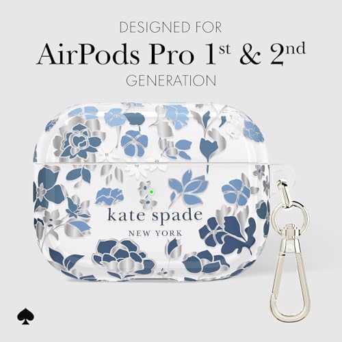 kate spade new york AirPods Pro Protective Case with Keychain Ring - Flowerbed Blue, Compatible with AirPods Pro 2nd / 1st Generation - Image 5