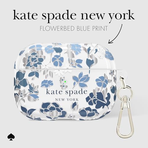 kate spade new york AirPods Pro Protective Case with Keychain Ring - Flowerbed Blue, Compatible with AirPods Pro 2nd / 1st Generation - Image 3