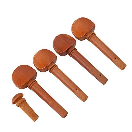 VGEBY 4/4 Wood Violin Parts with Chin Rest Endpin Tailpiece Cork Wood Tuning Pegs Screw Tail Gut Violin Accessory Kit Violin Accessories Violin Tailpiece Violin Tailpiece Chinrest For 4/4 Violin - Image 5