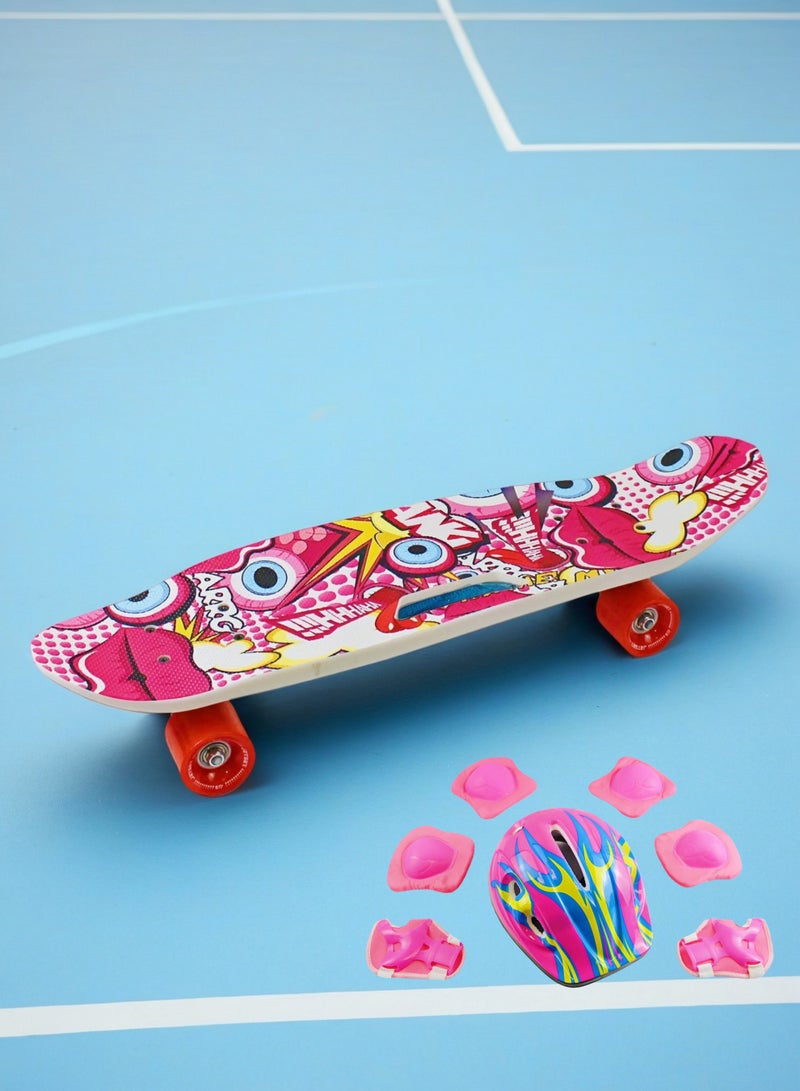إيزي فيتشور لوح تزلج EASY FUTURE Penny Board للأطفال من سن 6 إلى 12 عامًا - لوح تزلج قصير كامل Cruiser Board للشباب والمراهقين والمبتدئين بما في ذلك مجموعة معدات الحماية الكاملة - Image 1