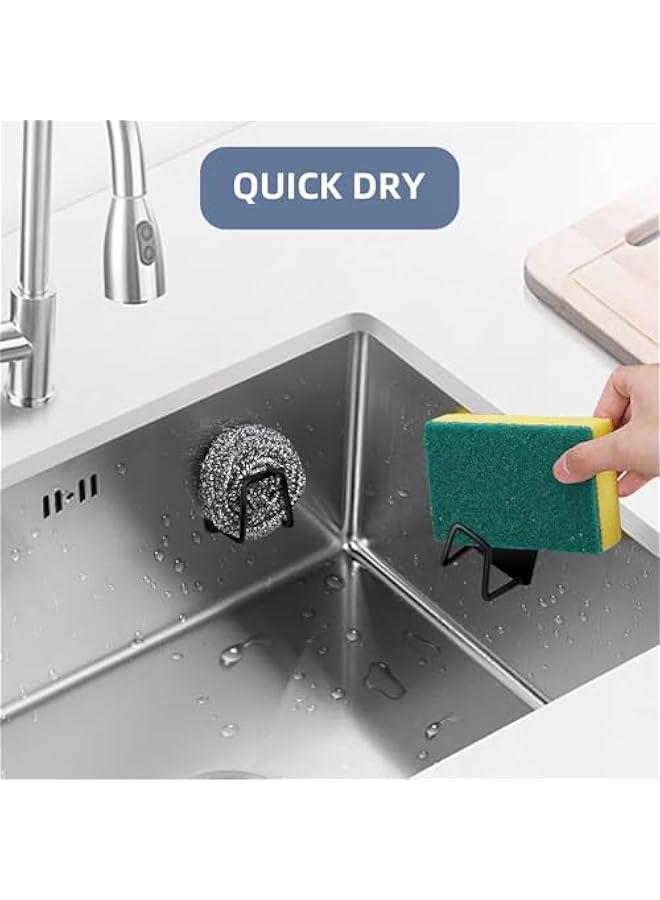 هوكور حامل اسفنجة لحوض المطبخ من بوكسونج، حامل حوض المطبخ مع لاصق قوي، ستانلس ستيل SUS304، مقاوم للماء وسريع الجفاف (عبوة من قطعتين) (اسود) - Image 4