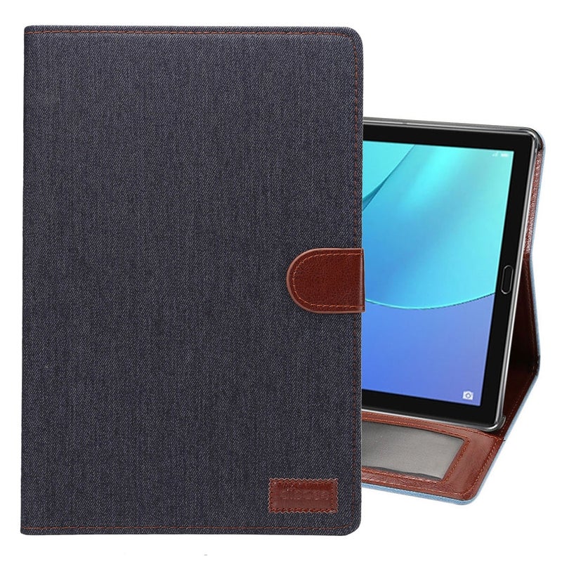 Dibase For Huawei Mediapad M5 10.8 Inch Cowboy Leather Case Surface Pu Leather Case With Holder & Card Slots & Wallet(Black) - Image 1