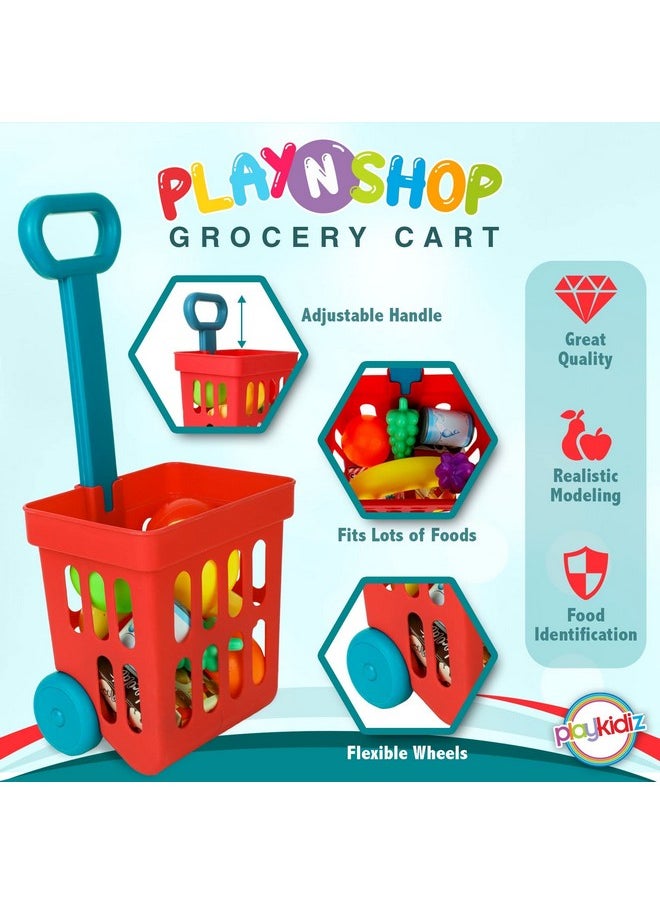 Playkidz Toy Shopping Cart Play Set, Plastic Food Toys, Interactive Play Set, Learning Resources & Pretend Play Fun, Ages 3+  - Image 3