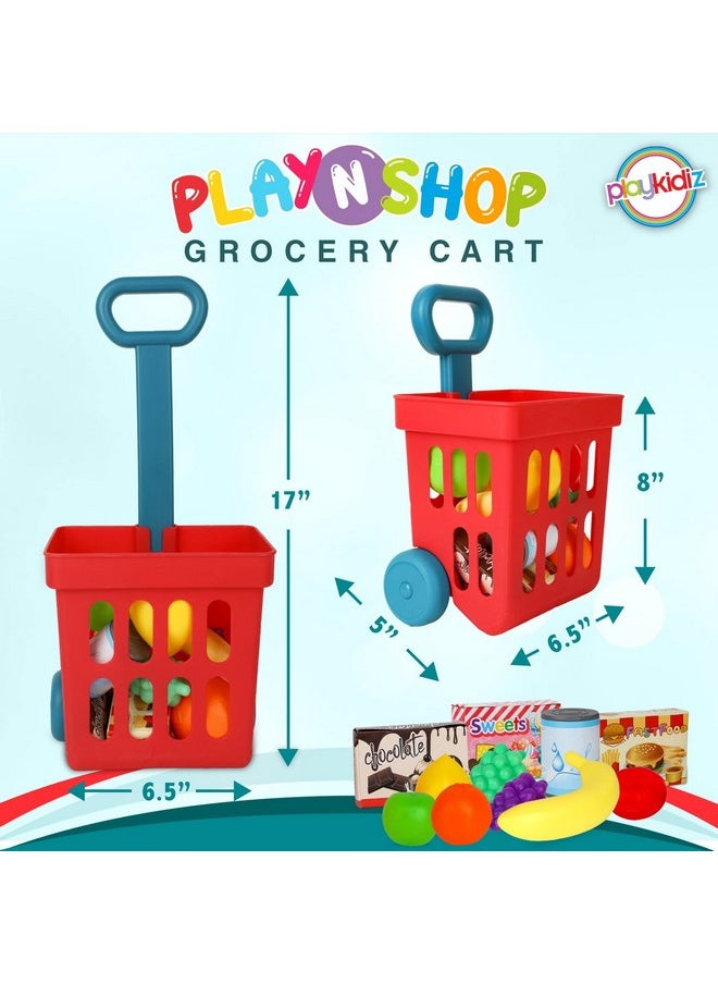 Playkidz Toy Shopping Cart Play Set, Plastic Food Toys, Interactive Play Set, Learning Resources & Pretend Play Fun, Ages 3+  - Image 2