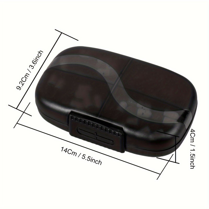 Black Portable Medicine Organizer 7 Compartment Airtight Moistureproof Plastic Case - Image 3