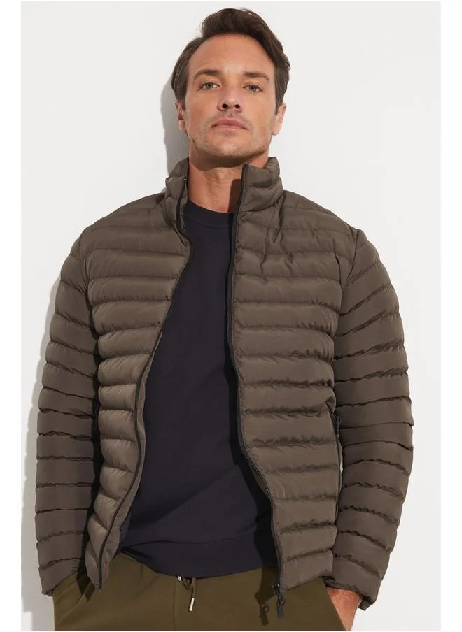 جون June Men Fiber Filled Coat Dark Khaki