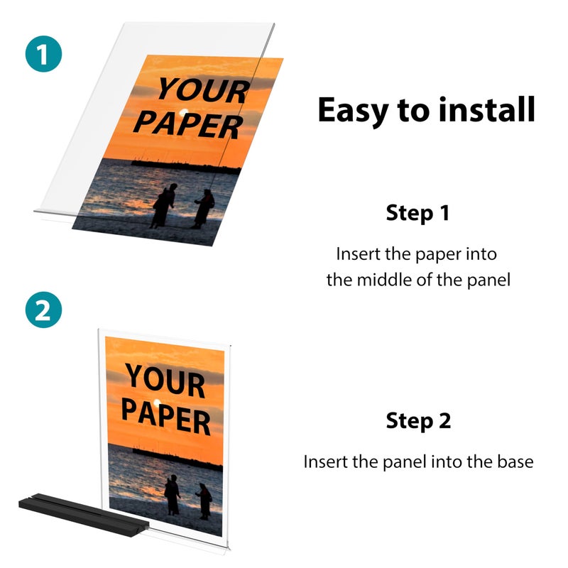 JDEA Acrylic Sign Holder with Black Base Desktop Display Holder for Homes Restaurants Offices Shops (3 Pack) - Image 3