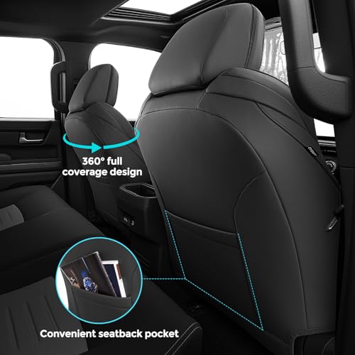 COTAZA Car Seat Covers for Toyota Tacoma 2024 2025 2026 Double Cab (Gas Only), Full Set All Weather Faux Leather Pickup Truck Accessories, Full Coverage Custom Seat Protectors for Tacoma SR SR5 TRD (Black) - Image 3