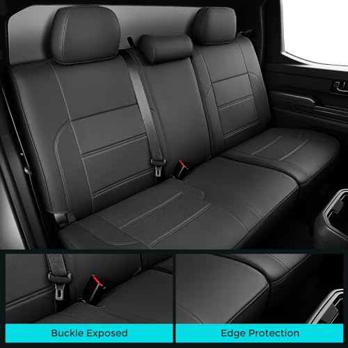 COTAZA Car Seat Covers for Toyota Tacoma 2024 2025 2026 Double Cab (Gas Only), Full Set All Weather Faux Leather Pickup Truck Accessories, Full Coverage Custom Seat Protectors for Tacoma SR SR5 TRD (Black) - Image 4