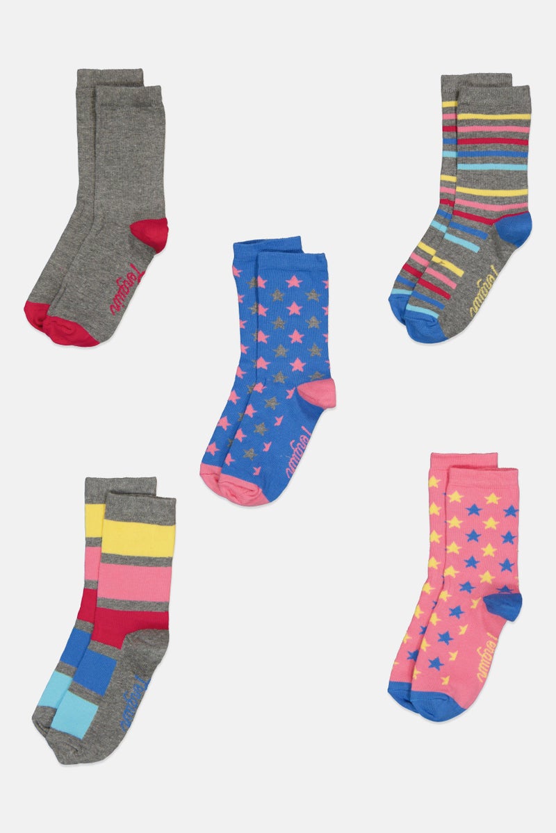 Original Penguin Kids Girl 5 Pairs Allover Print Ankle Socks, Multicolor - Image 3