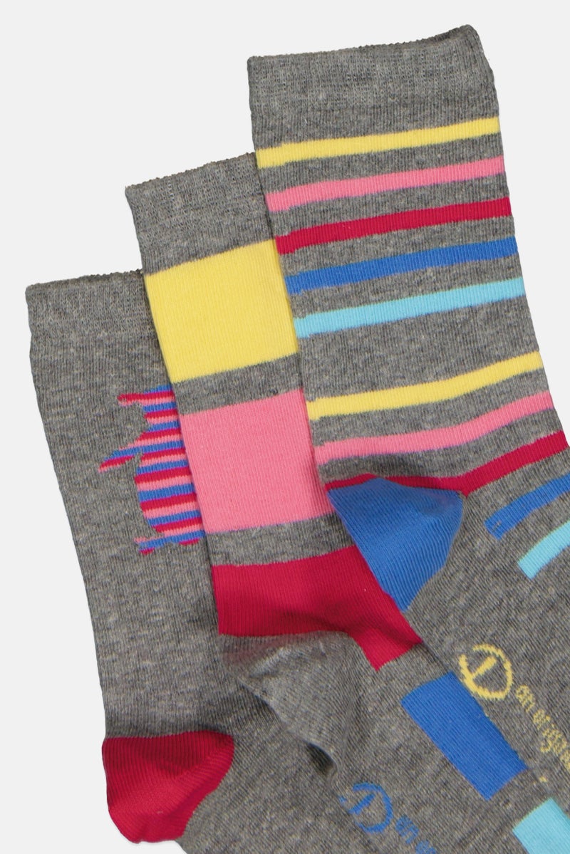 Original Penguin Kids Girl 5 Pairs Allover Print Ankle Socks, Multicolor - Image 2