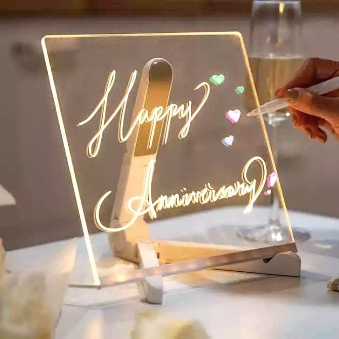 CPENSUS DIY 3D Acrylic Writing Pad With Pen Message Board Rewritable Table Lamp For Study LED Light Office Home Decor Gift - Image 1