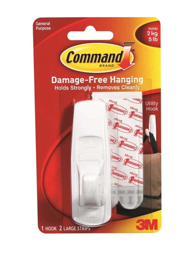 Command Utility Hook with Strip Large White  - Image 1