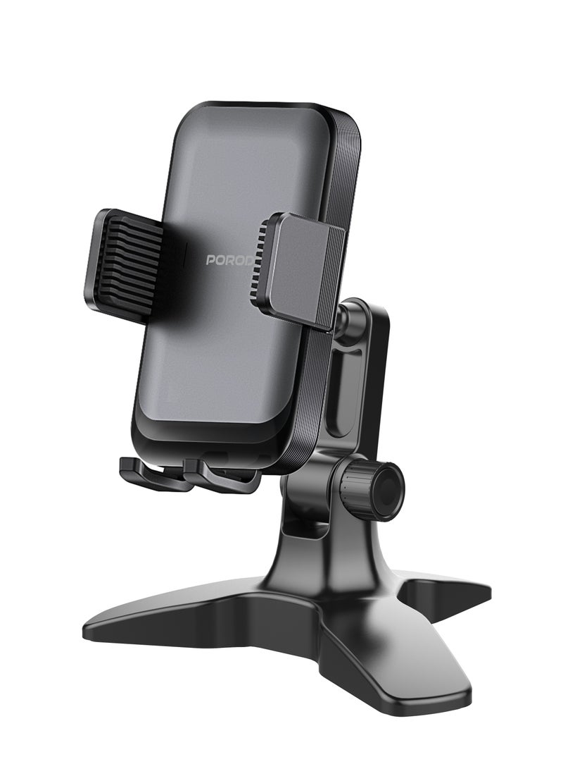 porodo Universal Adjustable Phone Holder 4.7 to 7 inch / Stable Tripod Base / Wide Phone Compatibility / Rotating Ball Joint / High-Quality Material - Black - Image 1