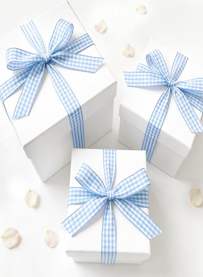KINGLAKE Light Blue Gingham Ribbon - 5/8'' x 50 Yards Blue and White Ribbon for Gift Wrapping Polyester Plaid Buffalo Checkered Ribbons for Crafts Baby Shower Picnic and Outdoor Decoration - Image 4
