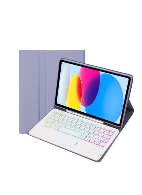 For Samsung TabS9FE11 Inch 2023 Protective Cover Wonderful Control Magnetic Suction Colorful Backlit Bluetooth Keyboard Soft Shell-Color:Smoked Purple-touch Keyboard (backlit)-Product Type:Samsung T