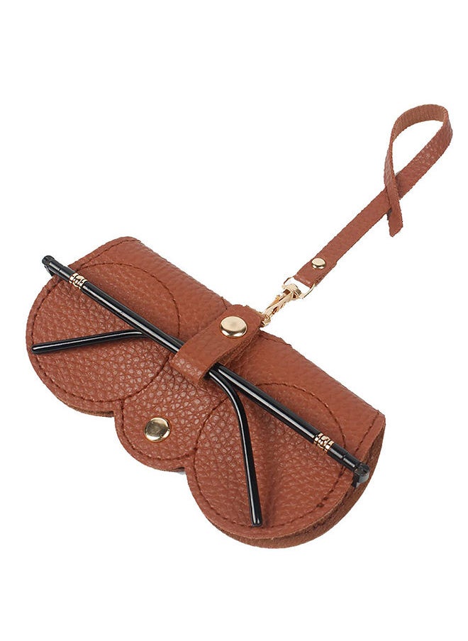 O Ozone Portable Soft Leather Sunglasses Bag Slim Travel Sunglasses Pouch Outdoor Carrying Organizer Eyeglass Bags with Wrist Strap Reading Glasses Case for Men Women-Brown  - Image 1
