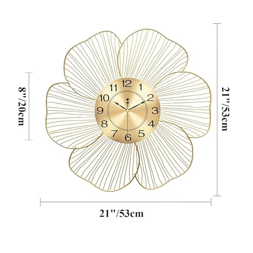 FUNTEREST Gold Handmade Metal Wall Clock Wire Design, Silent Decorative Wall Hanging Clock for Bedroom, Living Room, Dining Room, and Hallway (53x53cm) - Image 2