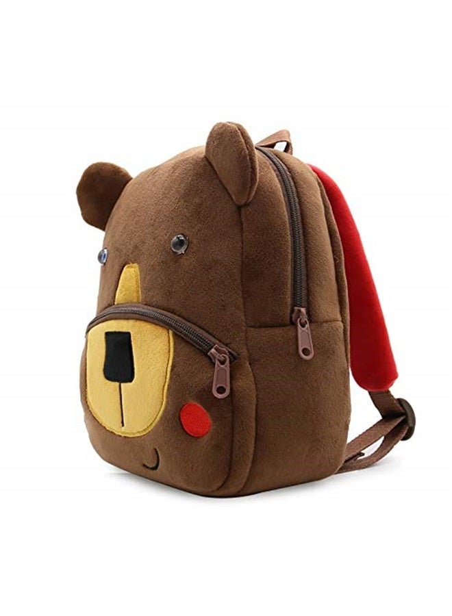 Cute Toddler Backpack Toddler Bag Plush Animal Cartoon Mini Travel Bag for Baby Girl Boy 1-4 Years(Coffee Bear)  - Image 2