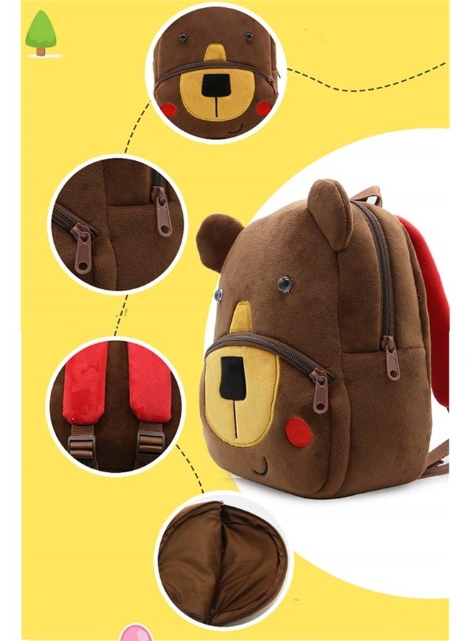 Cute Toddler Backpack Toddler Bag Plush Animal Cartoon Mini Travel Bag for Baby Girl Boy 1-4 Years(Coffee Bear)  - Image 5