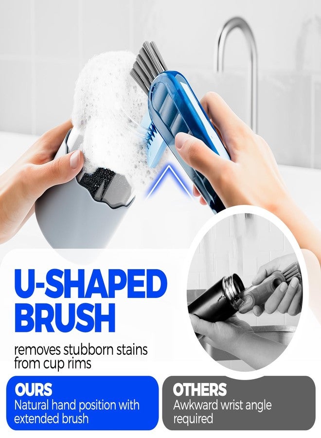 Holikme 6 Pack Holikme 4 in 1 Cup Lid Cleaning Brush Set with 3 Straws, Multifunctional Bottle Brush, Silicone Cup Lid Gap Cleaner, Durable Bristle Crevice Cleaning Brush, Multicolored - Image 2