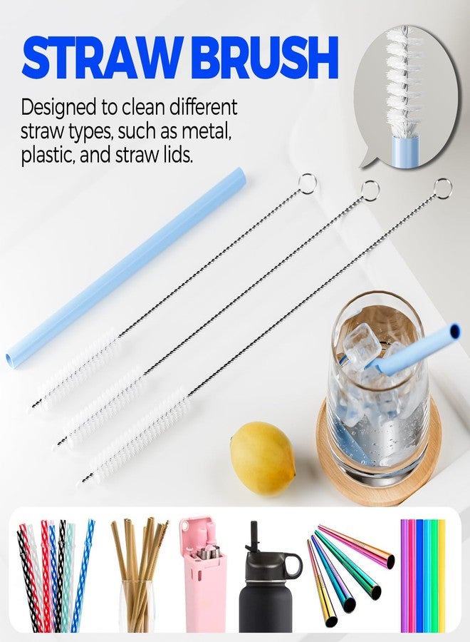Holikme 6 Pack Holikme 4 in 1 Cup Lid Cleaning Brush Set with 3 Straws, Multifunctional Bottle Brush, Silicone Cup Lid Gap Cleaner, Durable Bristle Crevice Cleaning Brush, Multicolored - Image 4