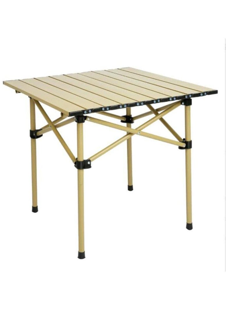 Yuwell Portable Roll-Up Camping Table with 2 Chairs, Lightweight Aluminum Folding Picnic Table Set with Carry Bag, Waterproof, Rust-Resistant Outdoor Table & Chair for Camping 53X50X50CM Beige - Image 2