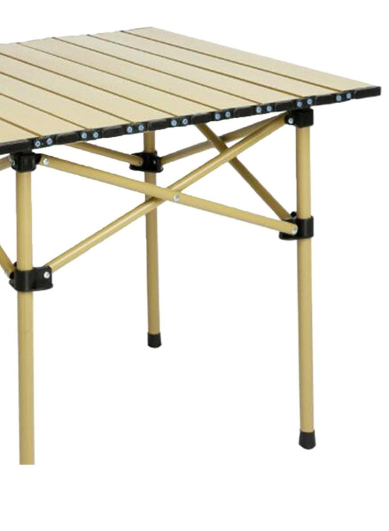 Yuwell Portable Roll-Up Camping Table with 2 Chairs, Lightweight Aluminum Folding Picnic Table Set with Carry Bag, Waterproof, Rust-Resistant Outdoor Table & Chair for Camping 53X50X50CM Beige - Image 3