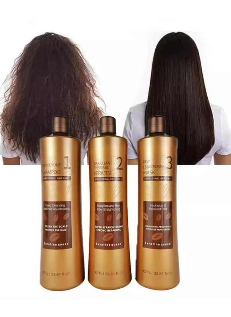 Keratine queen - Brazilian Thermal Keratine Set 1 L 3pcs/set - Image 1