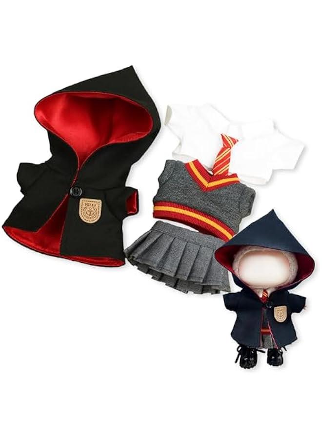 Handmade Labubu Doll Clothes | Inspired Wizard School Uniform Set Macaron Labubu Outfits| 17cm Doll Outfits Gift for Labubu Lovers (Red Girl) - Image 1