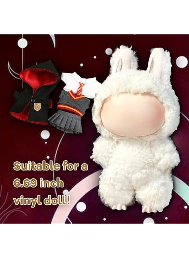 Handmade Labubu Doll Clothes | Inspired Wizard School Uniform Set Macaron Labubu Outfits| 17cm Doll Outfits Gift for Labubu Lovers (Red Girl) - Image 3