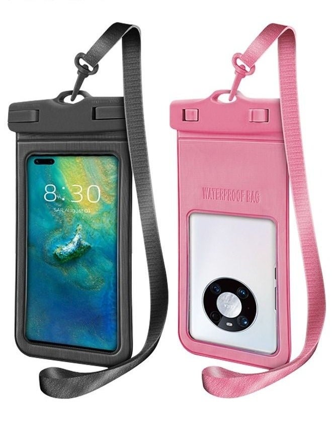 2 Pack Waterproof Case Touch Screen Cellphone Pouch Dry Bag with Neck Lanyard Underwater Cell Phone Holder Large Protector for iPhone, Samsung Galaxy and Huawei Universal - Image 1