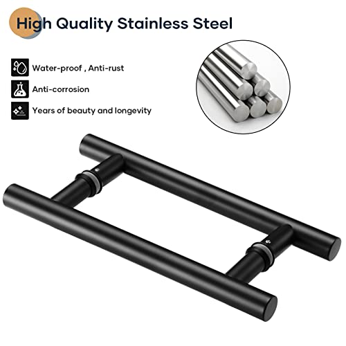 EaseLife 12" Push Pull Door Handle,Double Sided H Shape Sliding Door Handle,Matte Black,Stainless Steel,Fit for Glass Door Wooden Door - Image 5