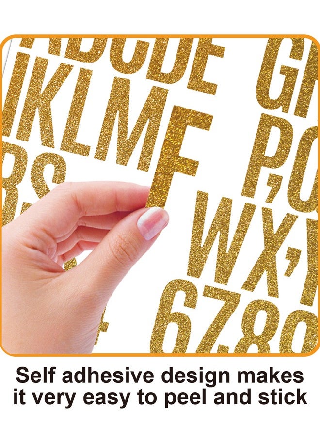 null - 2-Piece 2 inch Gold Glitter Alphanumeric ABC 123 Symbol Self-adhesive Diy Decorative Car Luggage Notebook Stickers - Image 1