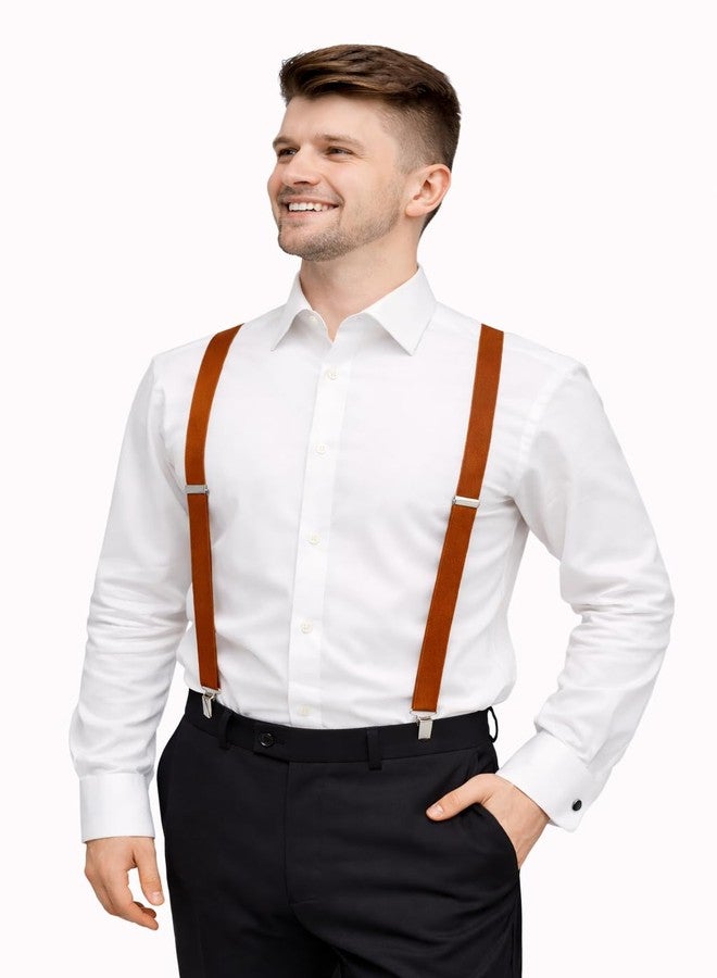 حمالات بنطلون رجالية من تريليس - حمالات مرنة قابلة للتعديل للرجال مع مشابك متينة وقوية، لون بني صدئ، مقاس واحد - Image 2