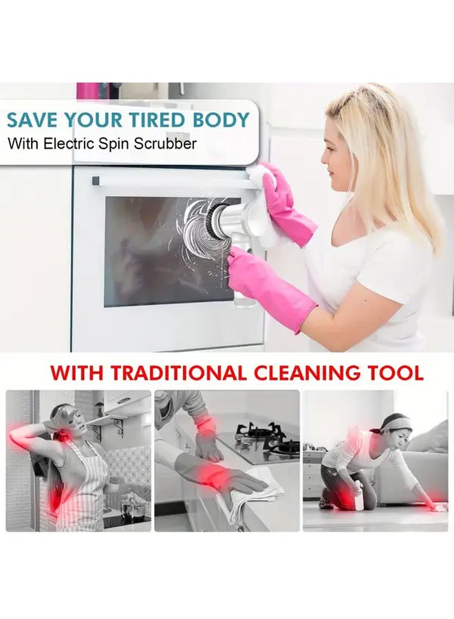 رأس فرشاة رمادي 6 - منظف دوار كهربائي لاسلكي متعدد الأسطح لتنظيف بلاط الحمام والأرضيات - Image 4