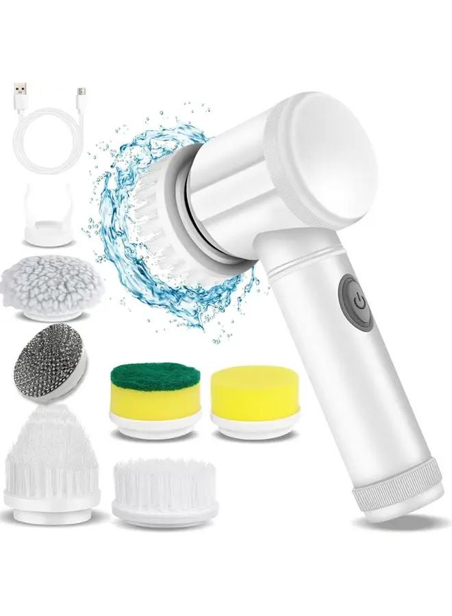 رأس فرشاة رمادي 6 - منظف دوار كهربائي لاسلكي متعدد الأسطح لتنظيف بلاط الحمام والأرضيات - Image 2