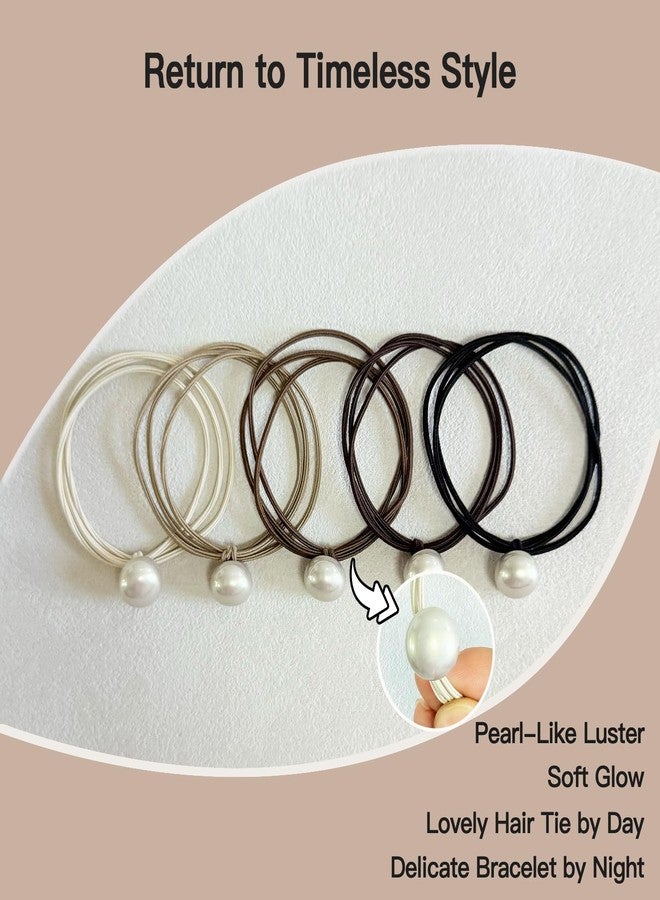 UDeBe Cute Hair Ties with Faux Pearl, 3X Stronger Brown Elastic Ties Hair Accessories with Secure Gentle Hold - Image 3